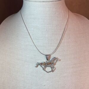 Stylish Art Sterling Silver Horse Necklace Handmade